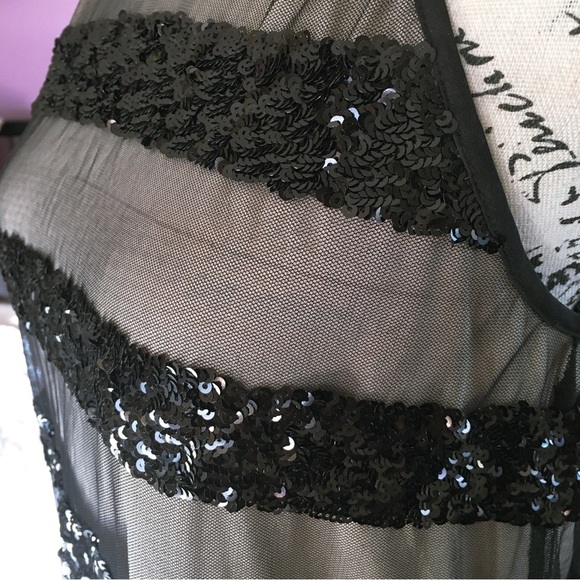 INC International Concepts Sequin Striped Sheer Halter Blouse Nylon Black XS - Picture 12 of 16